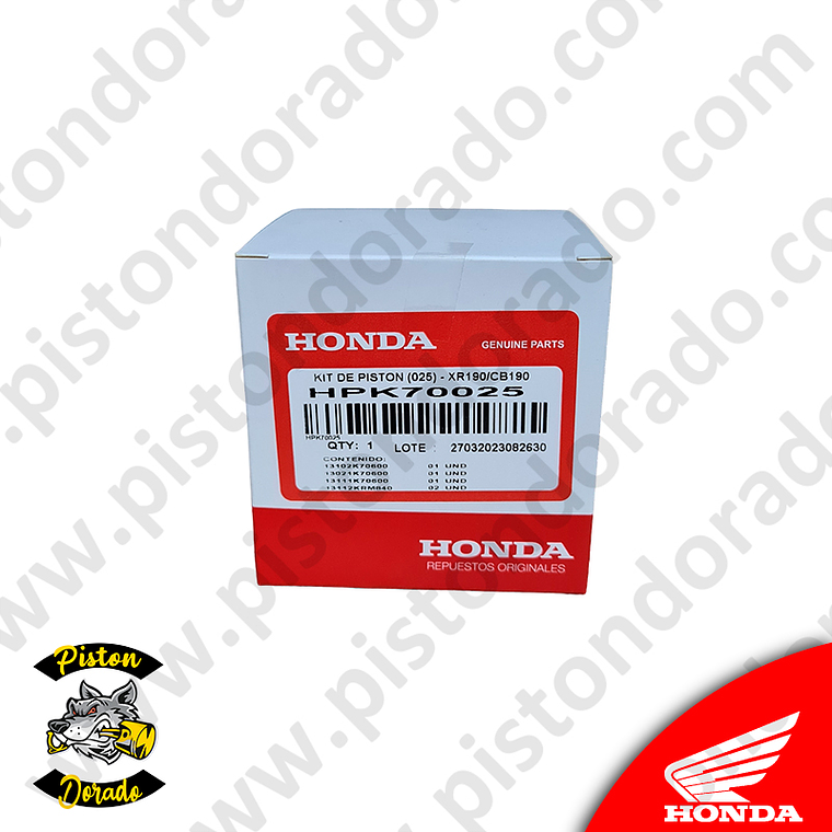 Kit de piston 0.25 CB190R y XR190 Honda Original 2