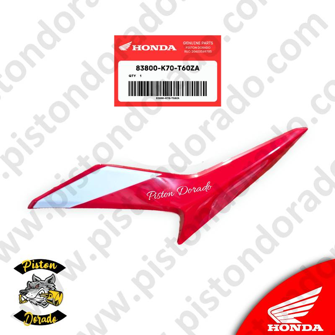 Cubierta lateral izquierdo A para motocicleta Tricolor CB190R V2 Honda Original 1