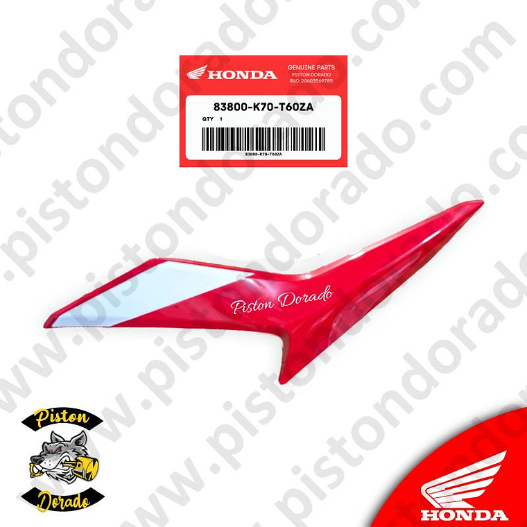 Cubierta lateral izquierdo A para motocicleta Tricolor CB190R V2 Honda Original 1
