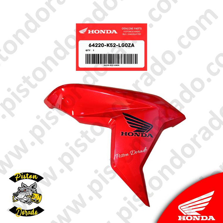 Cubierta de tanque derecho rojo CBF125 TWISTER 2024 Honda Original 1