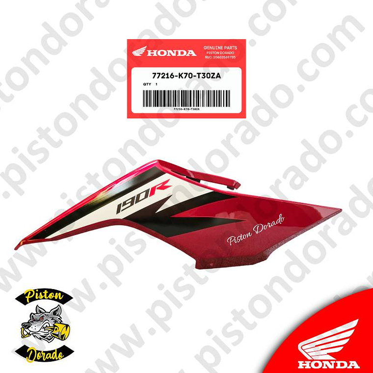 Cubierta posterior derecho Rojo CB190R V2 Honda Original 1