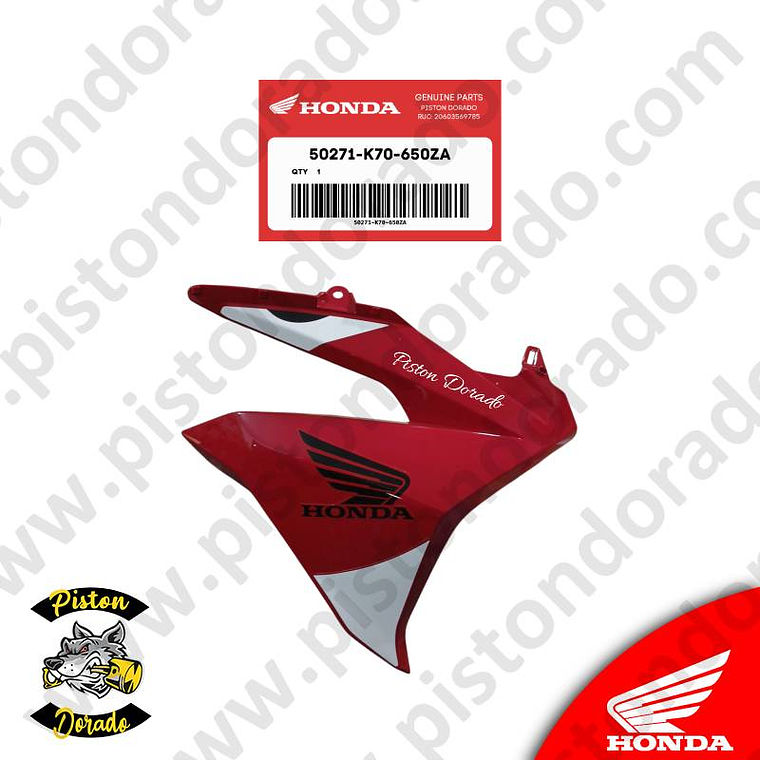 Cubierta de Tanque inferior derecho Repsol CB190R V2 Honda Original 1