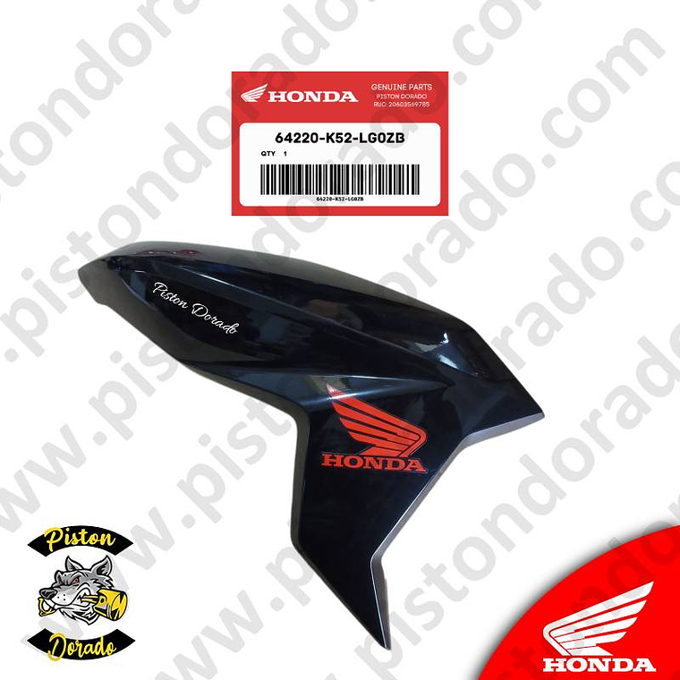 Cubierta de tanque derecho negro CBF125 TWISTER Honda Original 1