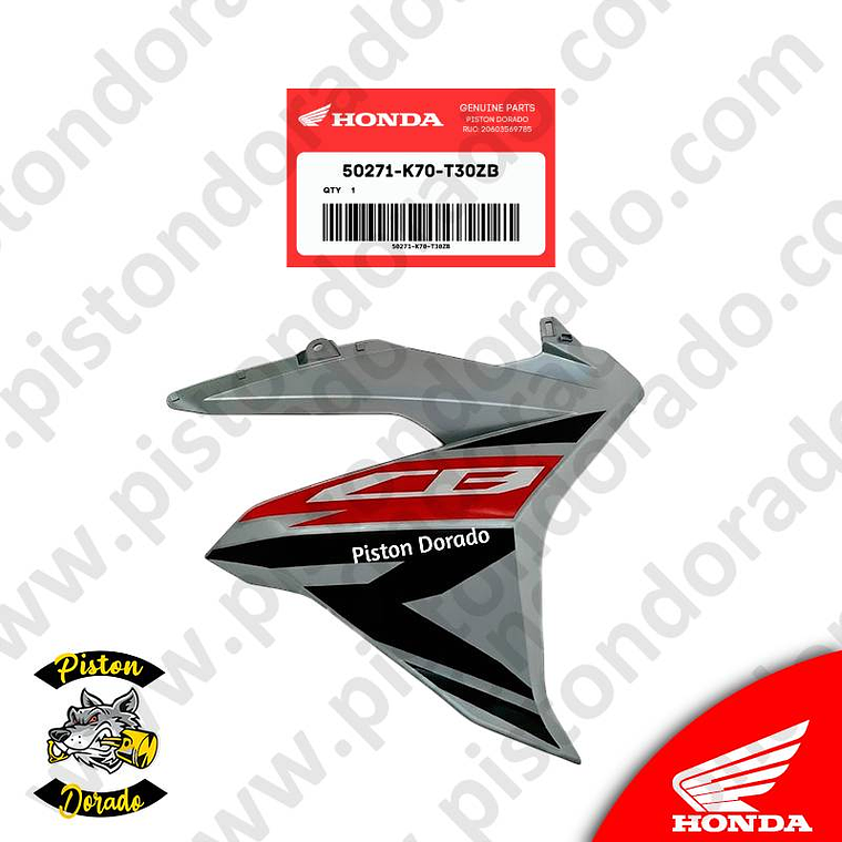 Cubierta de Tanque inferior derecho Azul CB190R V2 Honda Original 1