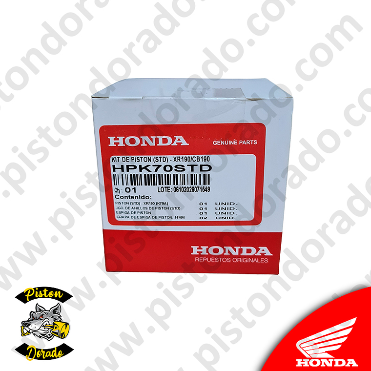 Kit de piston estandar CB190R y XR190 Honda Original 3