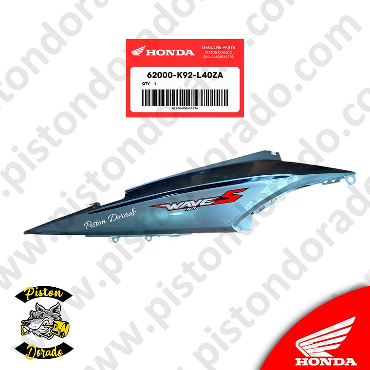 Cubierta lateral posterior derecho gris NHA21 WAVE 110S Honda Original 1