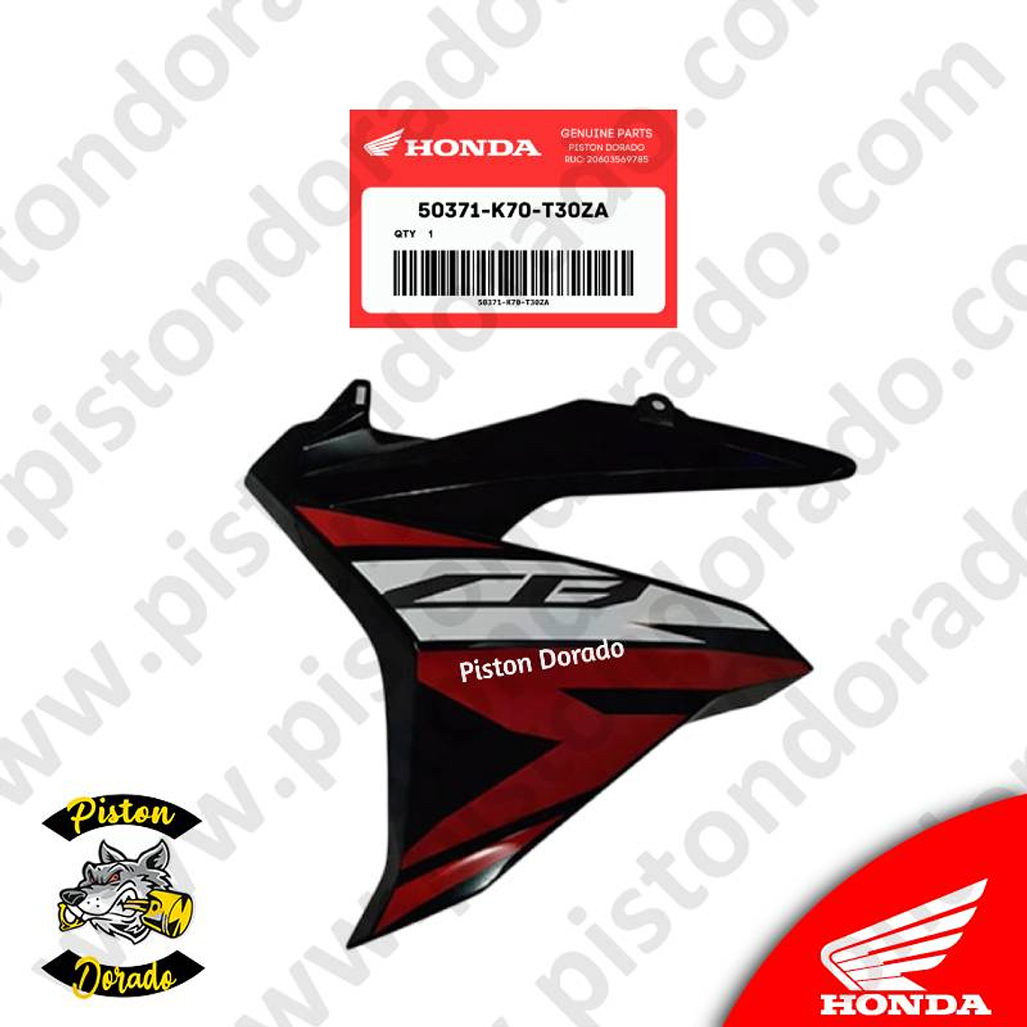 Cubierta de Tanque inferior izquierdo Rojo CB190R V2 Honda Original 1