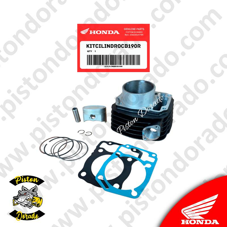 Kit de cilindro y piston con empaque CB190R y XR190 Honda Original 2