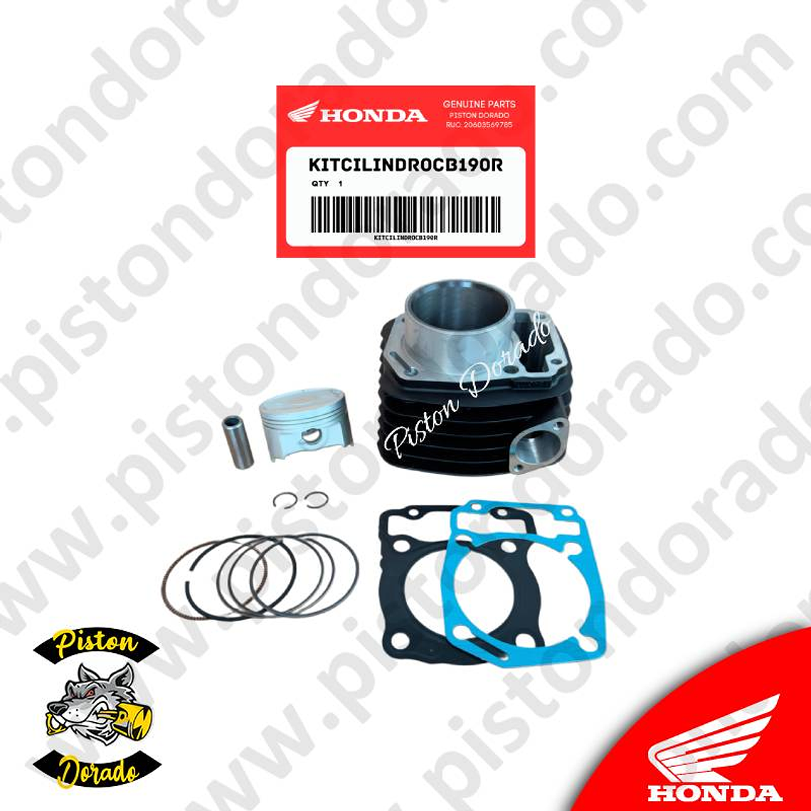 Kit de cilindro y piston con empaque CB190R y XR190 Honda Original 3