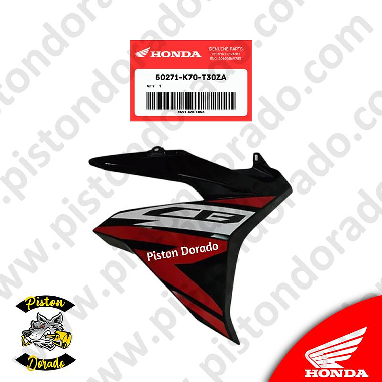 Cubierta de Tanque inferior derecho Rojo CB190R V2 Honda Original 1