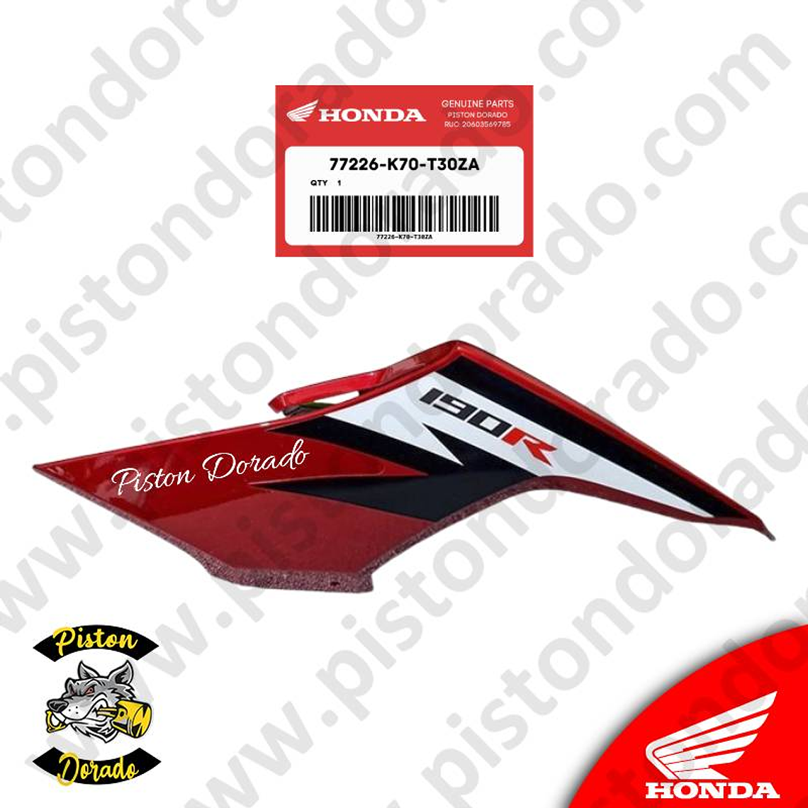 Cubierta posterior izquierdo Rojo CB190R V2 Honda Original 1