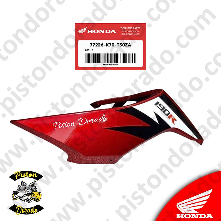 Cubierta posterior izquierdo Rojo CB190R V2 Honda Original 2
