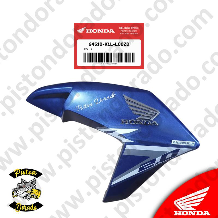 Cubierta decorativa de tanque derecho azul CB190R 2.0 Honda Original 1