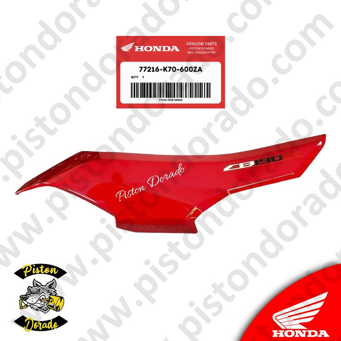 Cubierta posterior derecho rojo CB190R V1 Honda Original 1