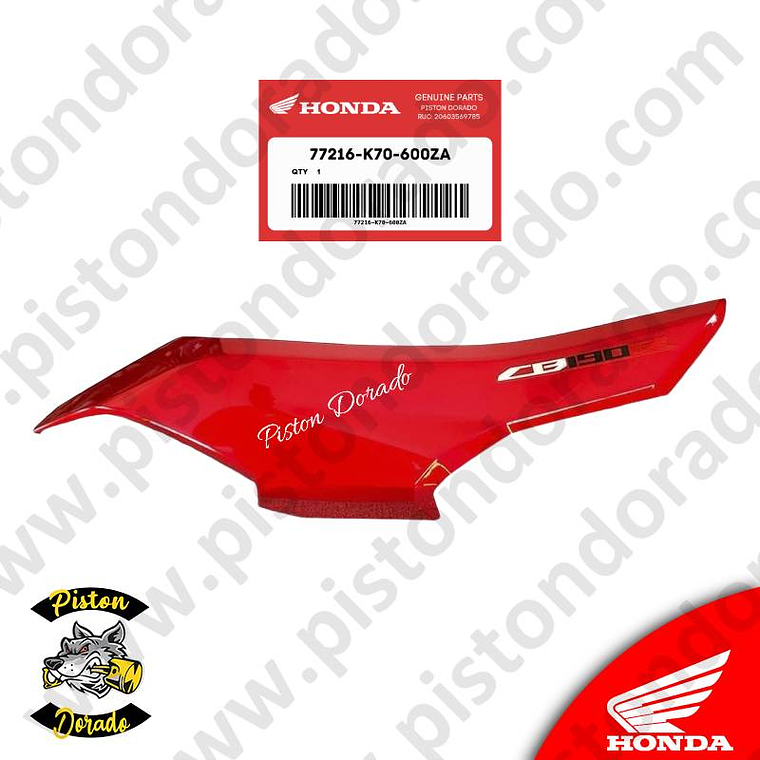Cubierta posterior derecho rojo CB190R V1 Honda Original 1