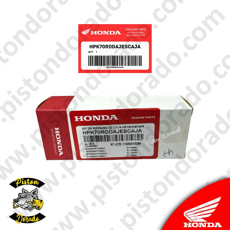 Kit de rodajes de caja CB190R/XR190L/XR190CT Honda Original 2