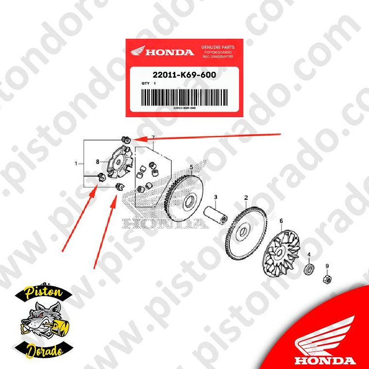 Juego de pieza deslizante ELITE 125 FI Honda Original 2