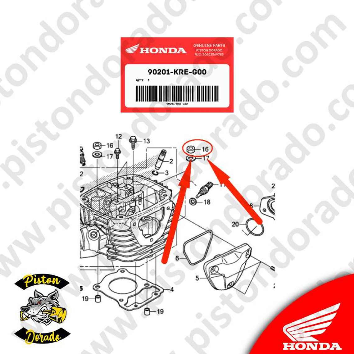 Tuerca autoblocante 9mm CB190R Honda Original 2
