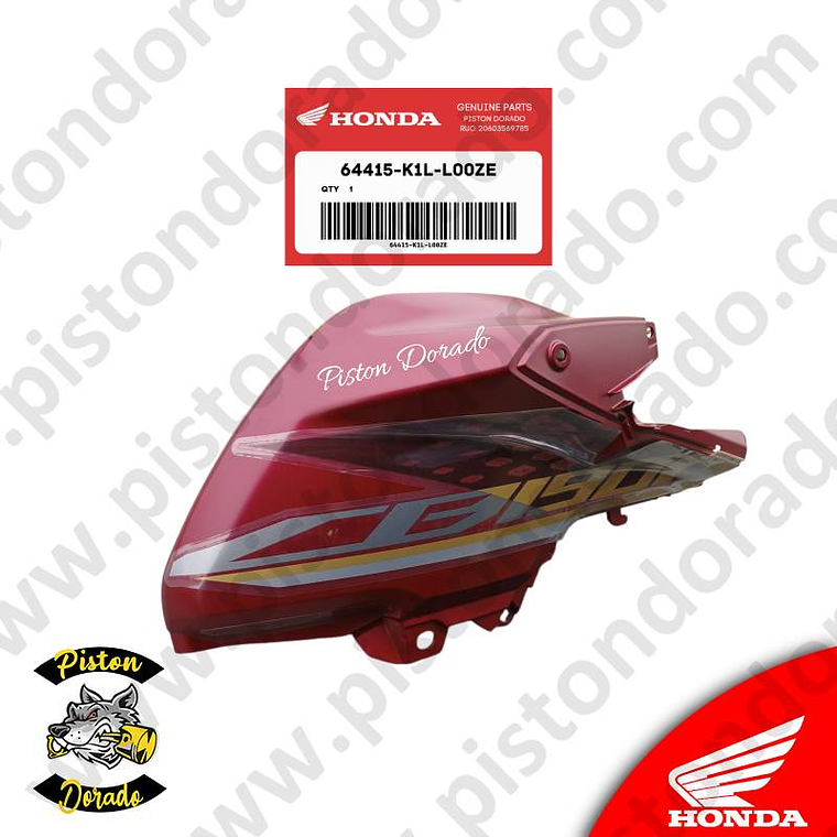 Cubierta de tanque derecho rojo CB190R 2.0 Honda Original 2