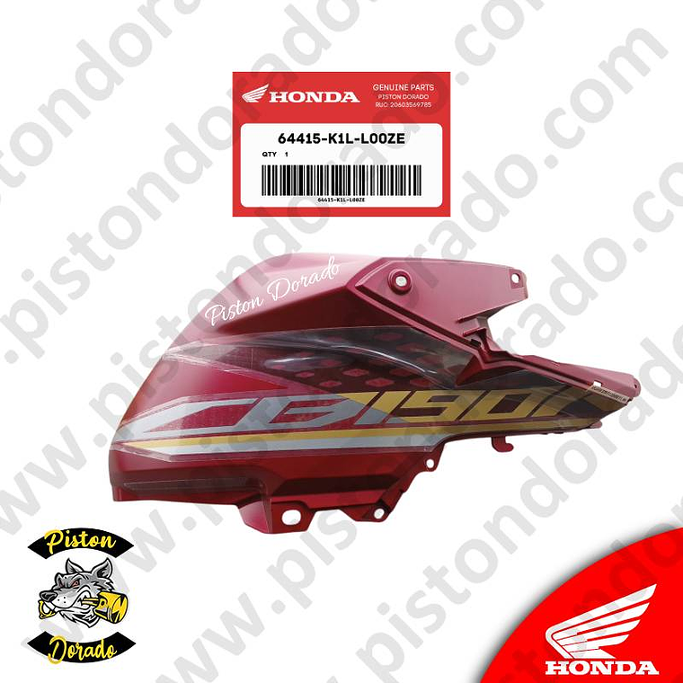 Cubierta de tanque derecho rojo CB190R 2.0 Honda Original 4