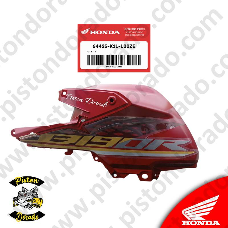 Cubierta de tanque izquierdo rojo CB190R 2.0 Honda Original 3