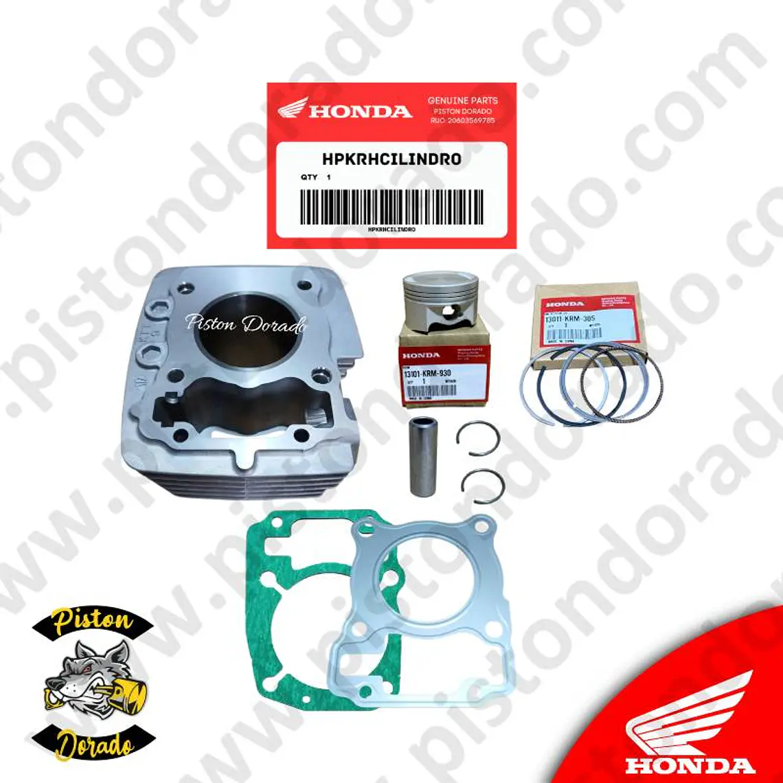Kit de cilindro y piston con empaques XR150L Honda Original 1