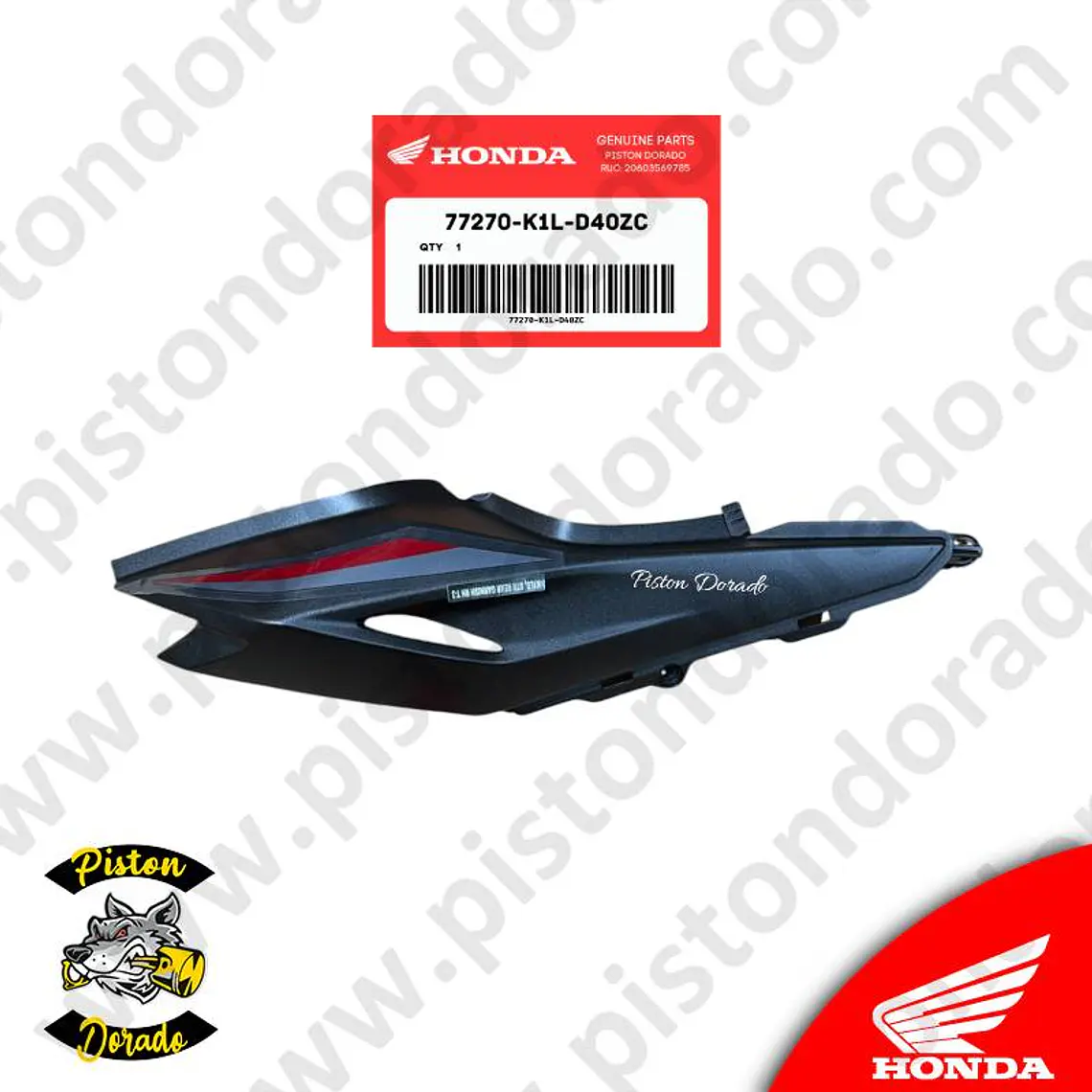 Cubierta posterior derecho motocicleta negro CB190R 2.0 Honda Original 2