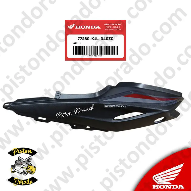 Cubierta posterior izquierdo motocicleta negro CB190R 2.0 Honda Original 1