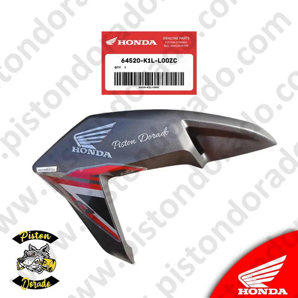 Cubierta decorativa de tanque izquierdo negro CB190R 2.0 Honda Original 1