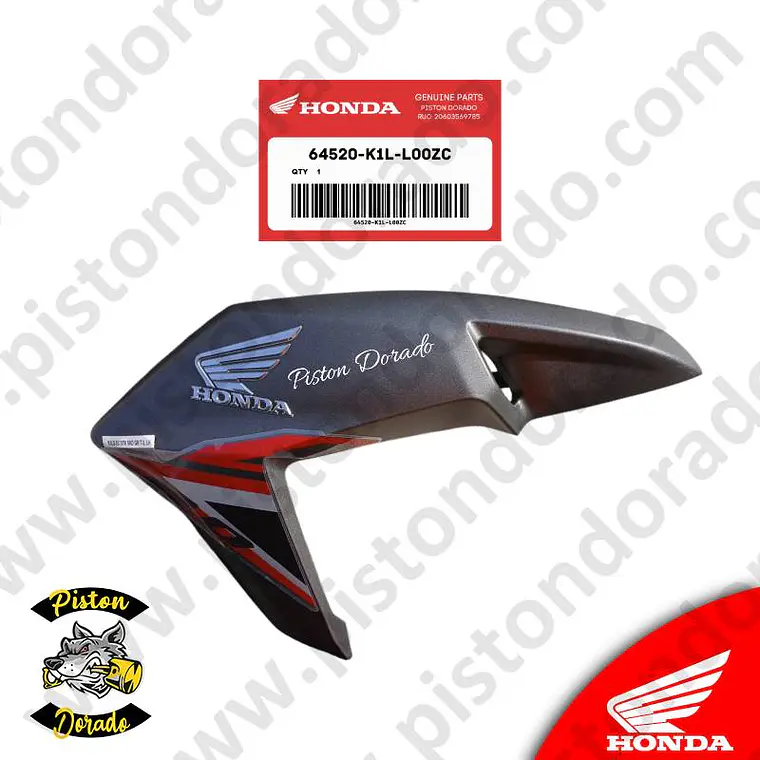 Cubierta decorativa de tanque izquierdo negro CB190R 2.0 Honda Original 2
