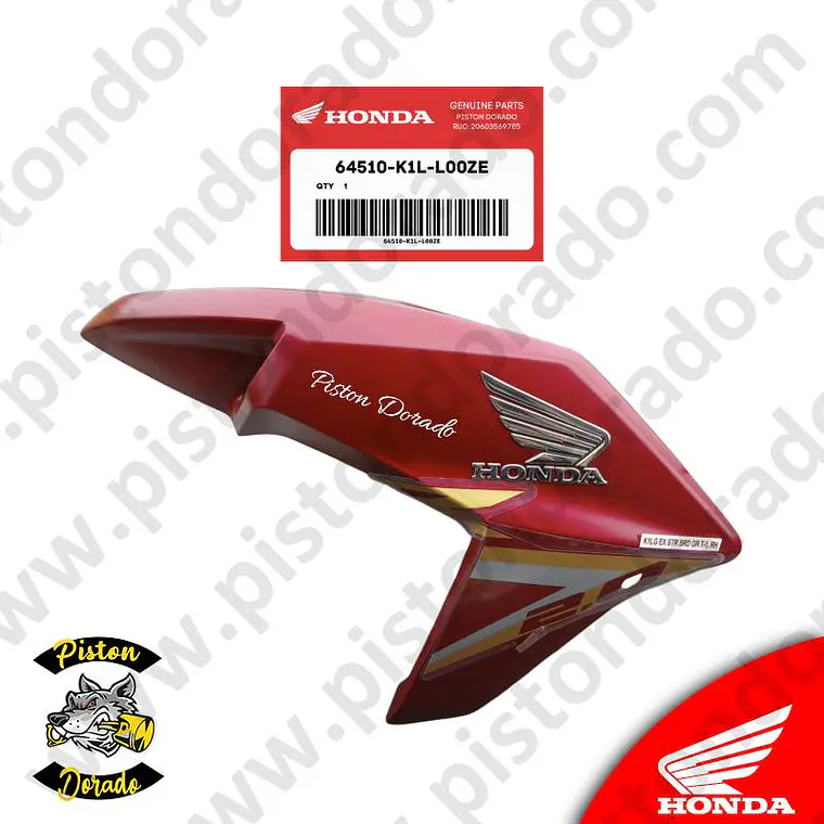 Cubierta decorativa de tanque derecho rojo CB190R 2.0 Honda Original 1