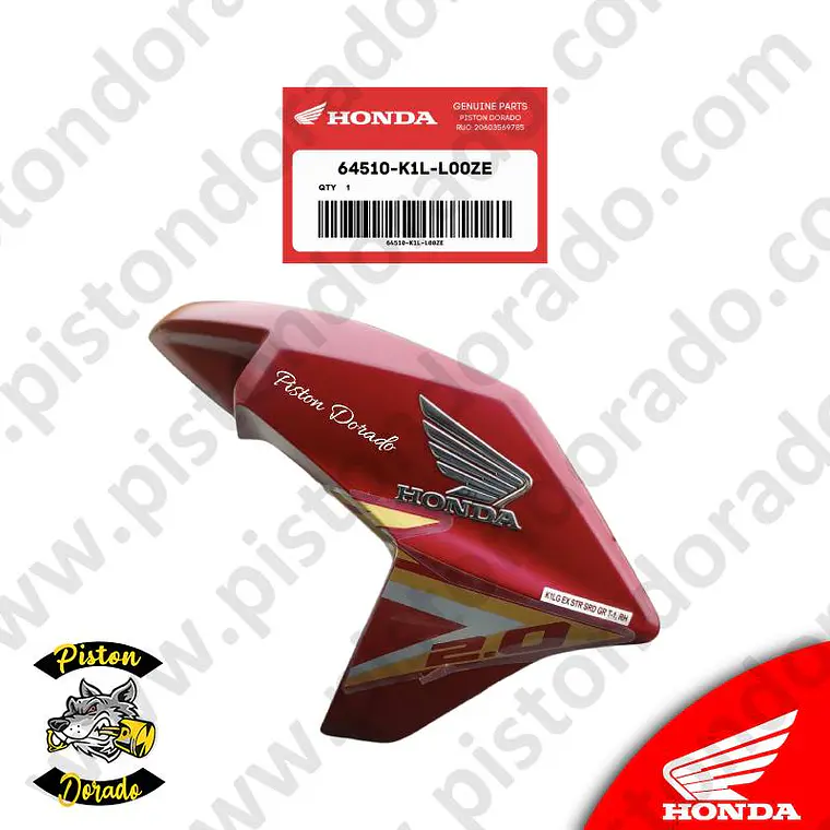 Cubierta decorativa de tanque derecho rojo CB190R 2.0 Honda Original 3