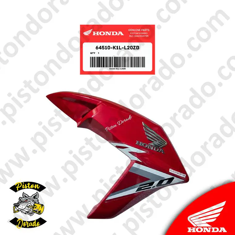 Cubierta decorativa de tanque derecho rojo CB190R 2.0 2026 Honda Original 1