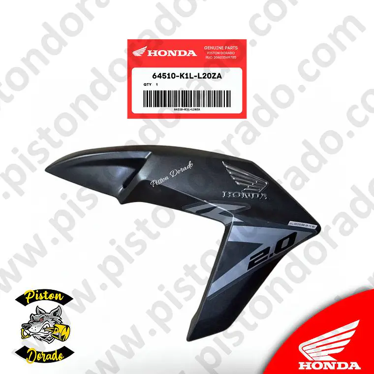 Cubierta decorativa de tanque derecho negro CB190R 2.0 2026 Honda Original 1
