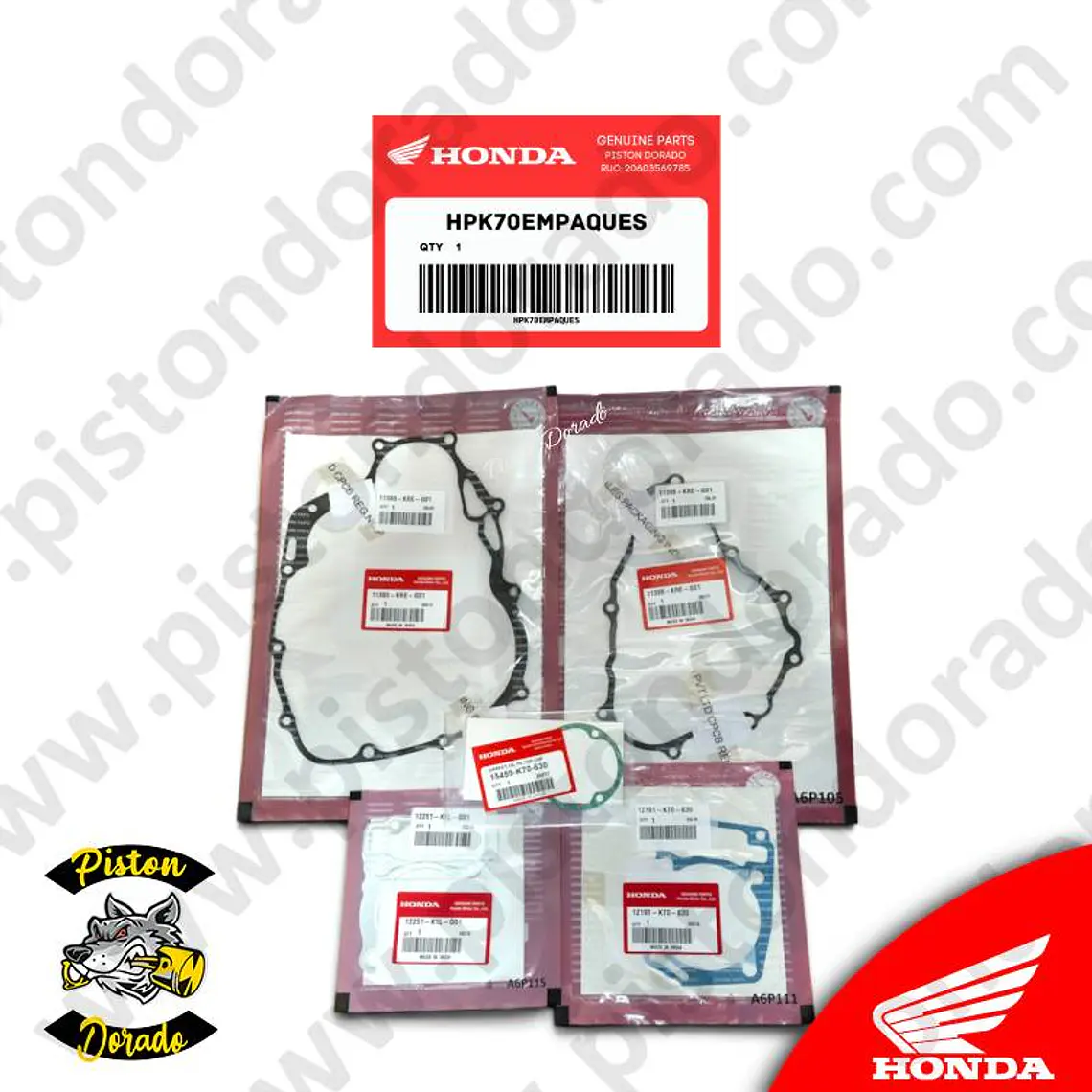 Kit de empaques de motor CB190R y XR190 Honda Original 2