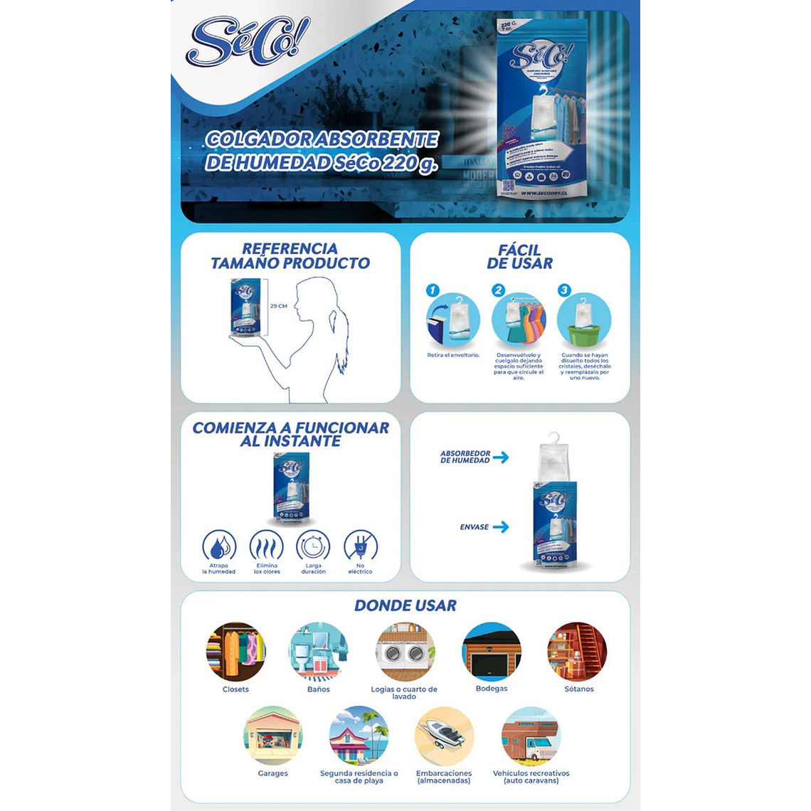 Absorbente Humedad Colgante Seco 220 Gr 2