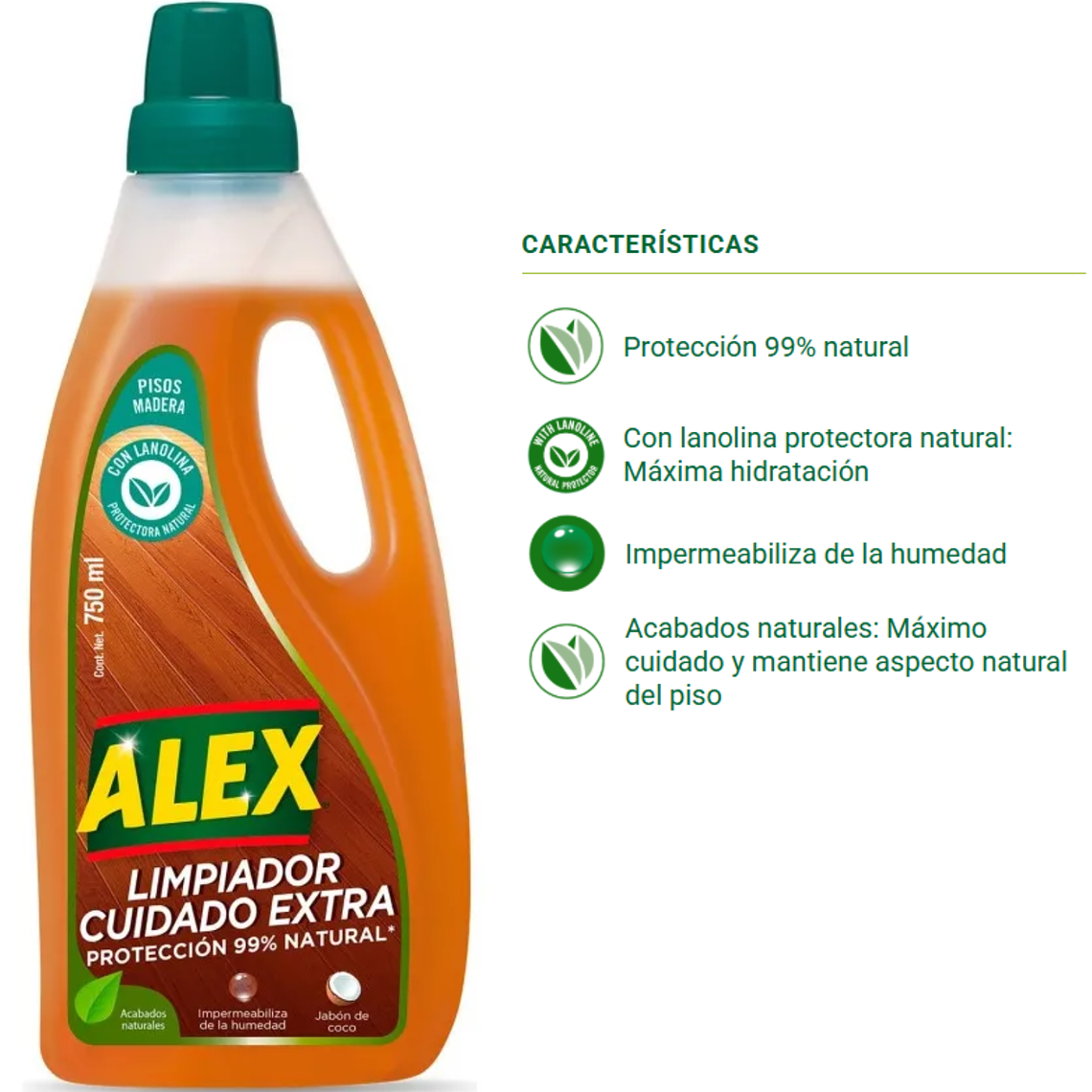 Limpiador Alex Cuidado Natural Madera 750 ml 2