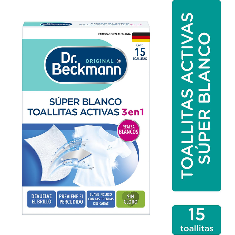 Toallitas Súper Blanco Dr. Beckmann x15 Unid 4