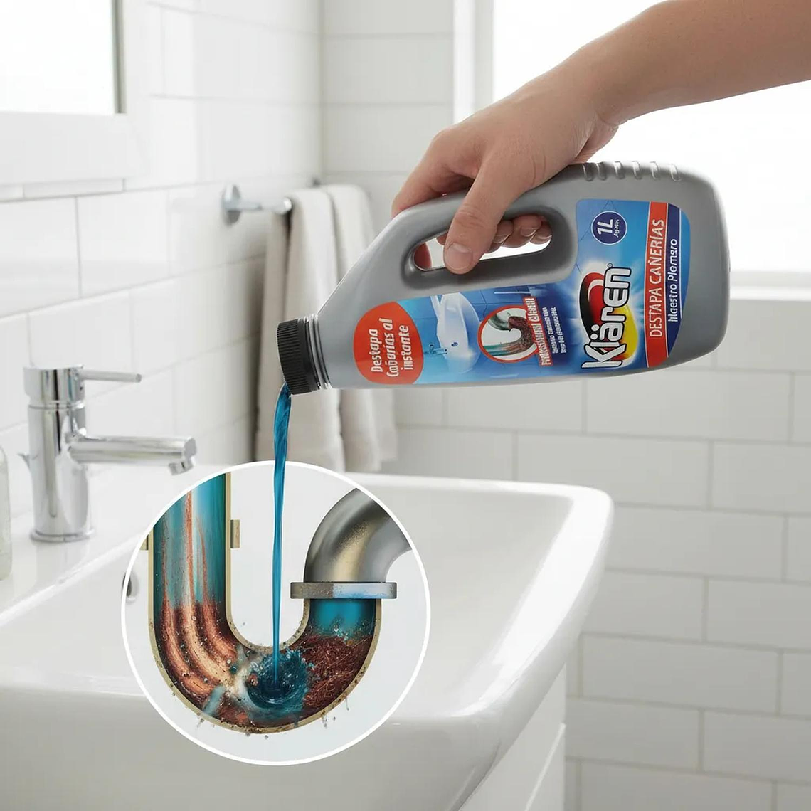 Desatascador Cañerías Klaren Maestro Plomero 1L 2