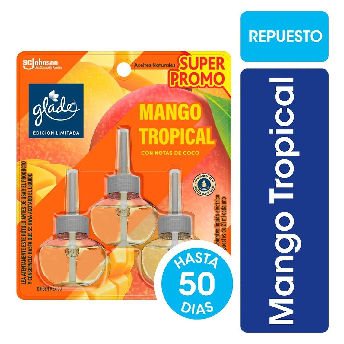 Recarga Glade Aceite Natural Mango Tropical 21ml x3 2