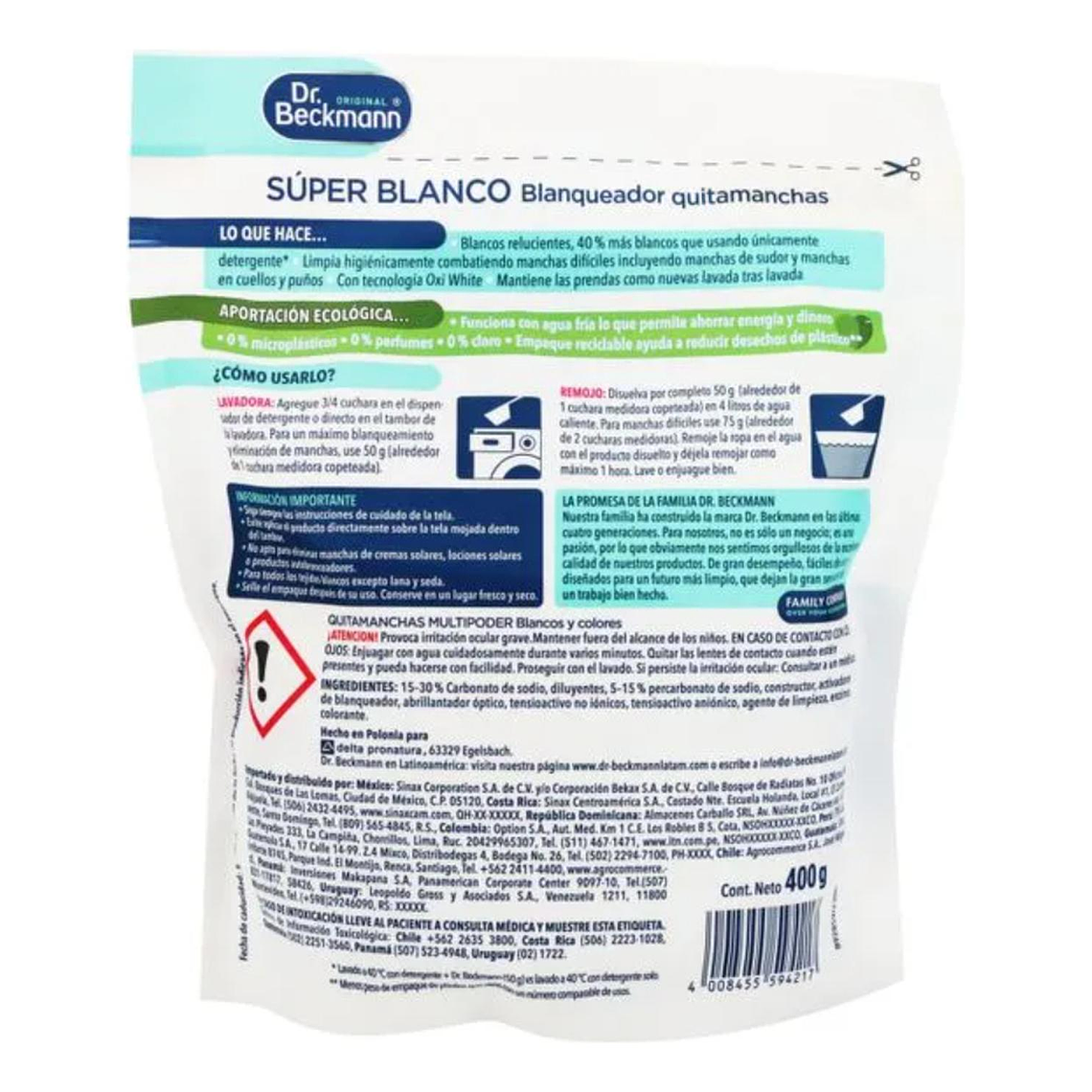 Quitamanchas Blanqueador Super Blanco Dr. Beckmann 400gr 2