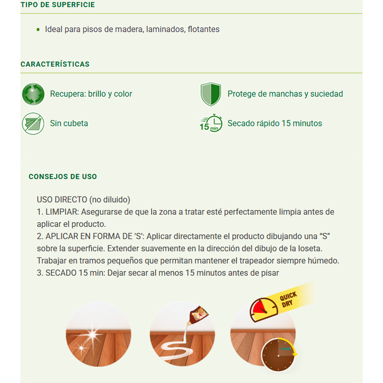 Cera Líquida Renovadora Madera, Laminados Y Flotantes 900ml 3