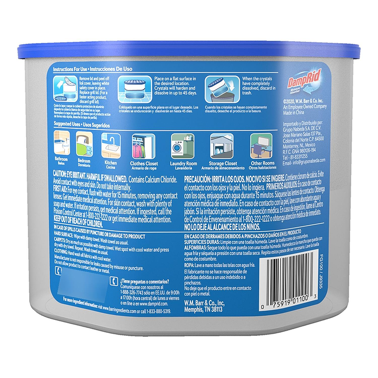 Sistema Antihumedad DampRid Desechable 297g Sin Aroma 2