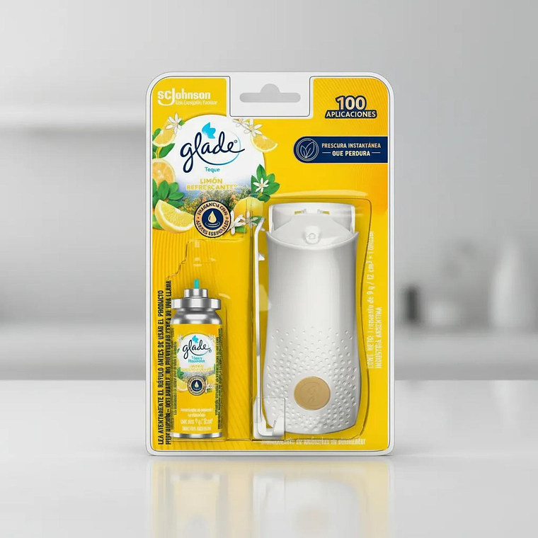 Glade Toque Aparato + Repuesto 9g Aroma Limón Refrescante 3