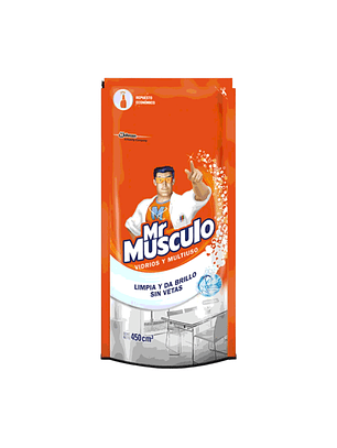 Mr. Músculo Limpia Vidrios Multiuso Recarga 450 Cc