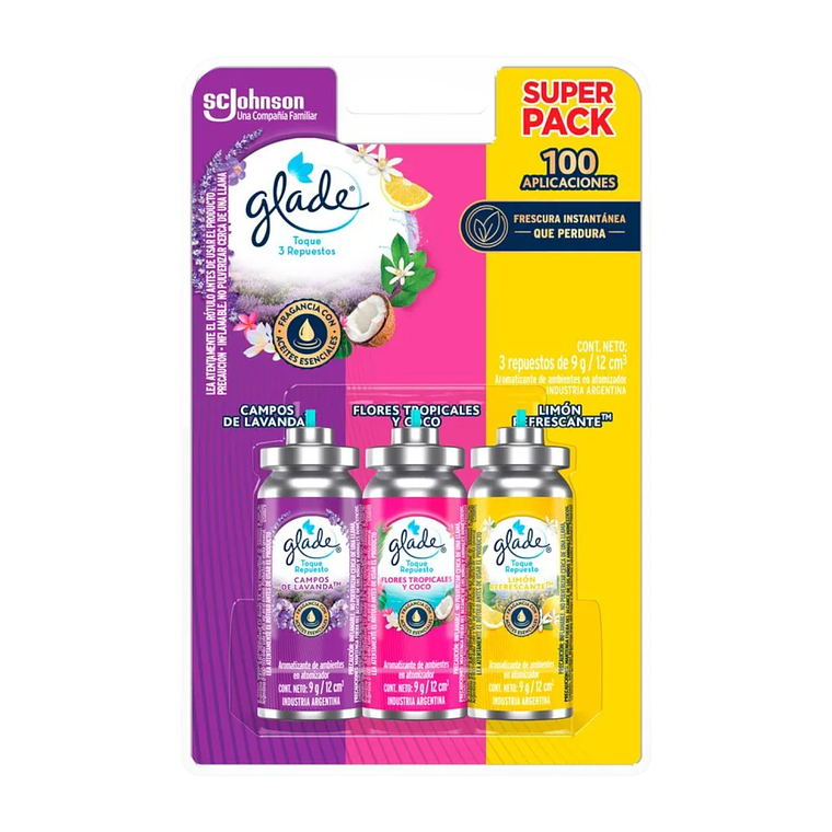 Glade Repuesto Toque 3x12ml Lavanda Tropical Limón 1