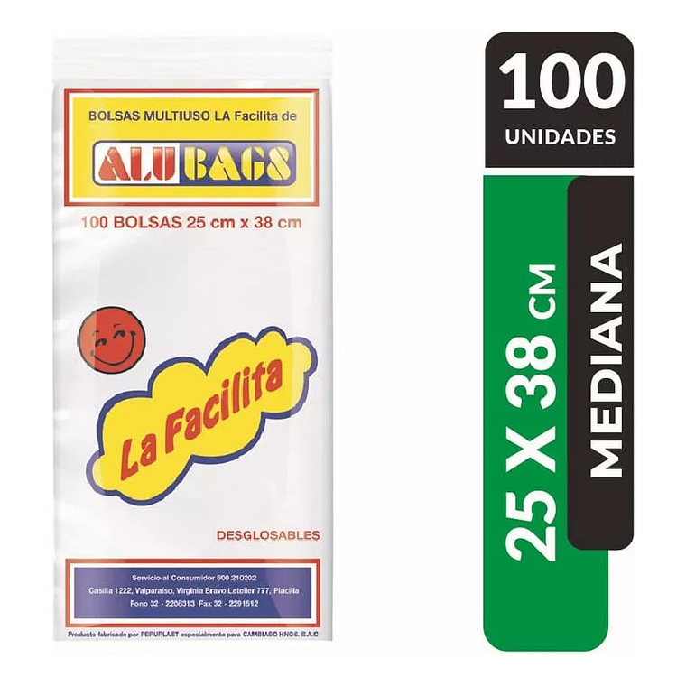 Bolsa Multiuso Transparente La Facilita 100unid 25x38cm 2