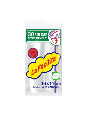 Bolsas Cierre Hermetico La Facilita 30unid 16x14cm