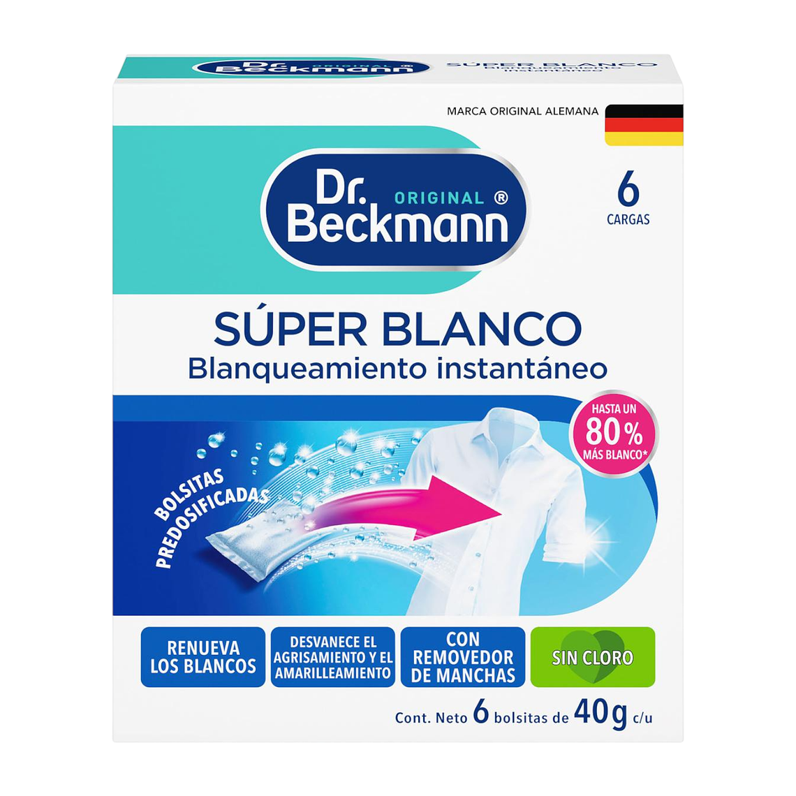 Toallitas Blanqueador Intensivo 6 Bolsas De 40gr Dr Beckmann 1
