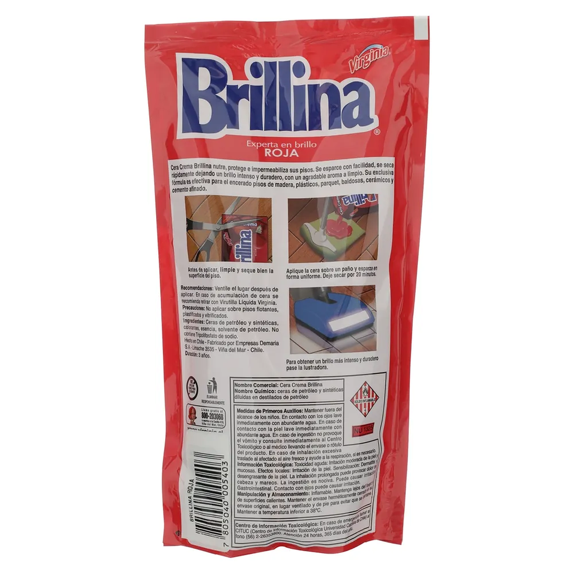 Cera Pisos Roja Brillina 340cc 2